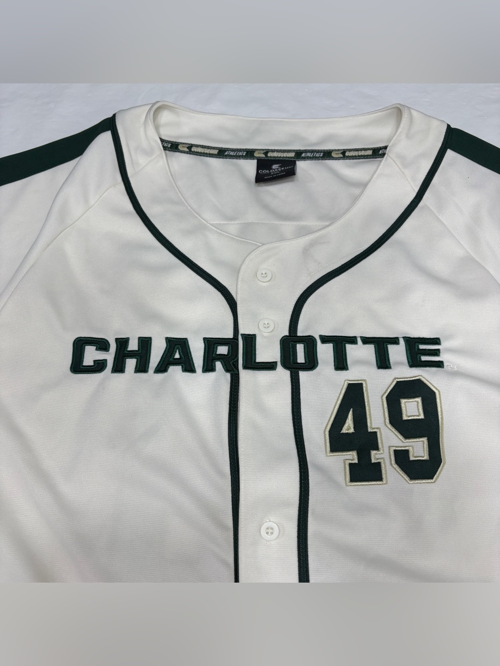 UNC Charlotte 49ers Niner Nation Colosseum Baseball Jersey Men’s XXL New Stained - Picture 6 of 14